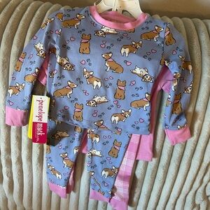 Blue and Pink Corgi dog girls Pajama Set 12 MONTHS